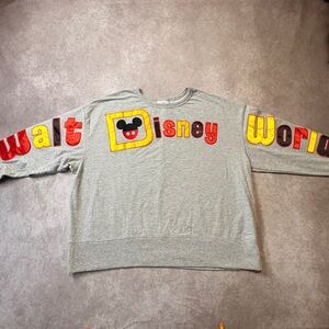 Walt Disney World Gray Spirit Jersey Sweatshirt Red Yellow Black Letters